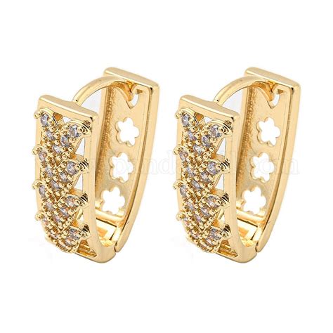 Wholesale Brass Micro Pave Clear Cubic Zirconia Hoop Earrings