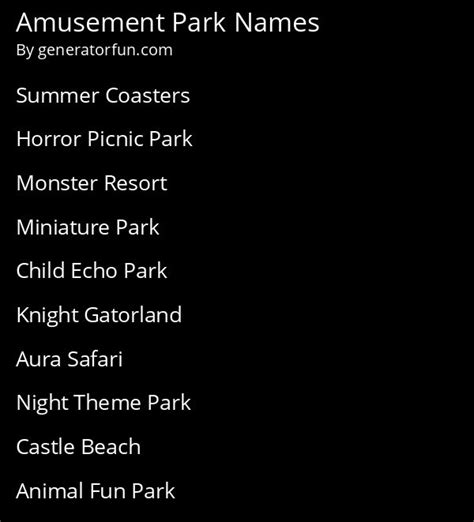 Amusement Park Name Generator - Generate a Random Amusement Park Name ...