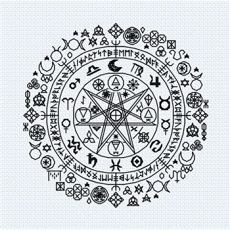 Wiccan Symbol of Protection — Modern Cross Stitch Pattern Blackwork ...