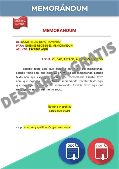 El Memorándum Ejemplos Y Formatos【 Excel Word Pdf