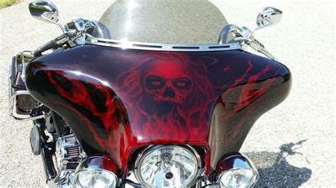 Airbrush Zombie Girl With Flames And Fire On A Harley Fairing Bagger