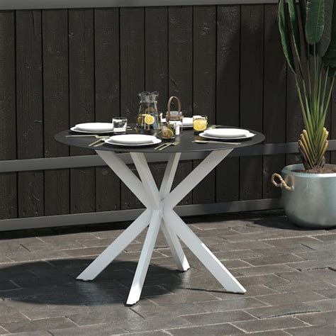 Novogratz Circi Collection Black And White Round Metal Outdoor Dining