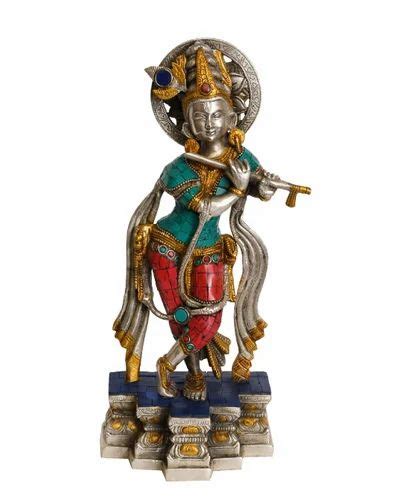 Brass Golden (Gold Plated) Krishna Playing Flute Statue, For Pooja,Decoration at Rs 8500/piece ...