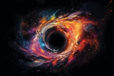 Premium AI Image | A black hole with a colorful explosion in the center