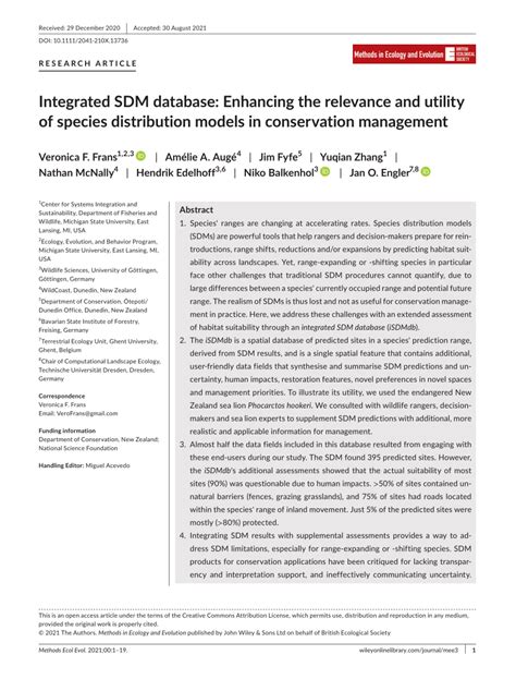 Pdf Integrated Sdm Database Enhancing The Relevance And Utility Of