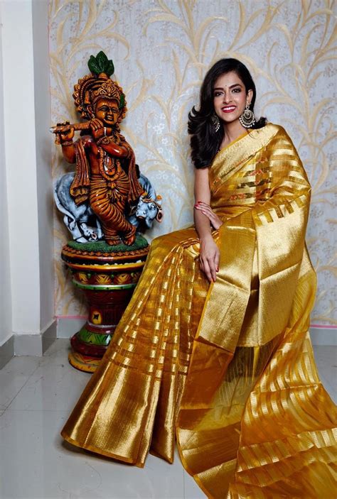 Tissue Organza Saree Banarasi Silk Saree With Big Kanchi Etsy