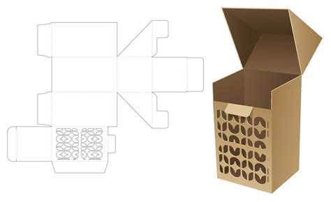 Auto Lock Flip Box With Stenciled Geometric Pattern Die Cut Template