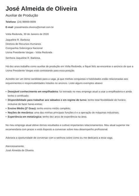 Modelo de carta de apresentação moderna para download