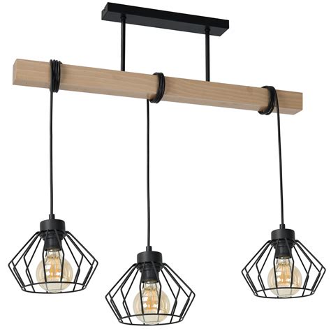 LAMPA WISZĄCA LOFT DREWNIANA BELKA METALOWE KLOSZE 13344068146 Allegro pl