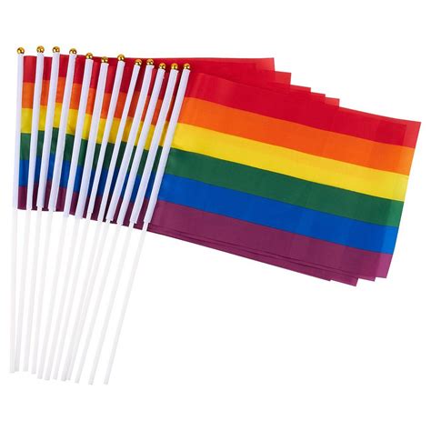 Piece Set Of Gay Pride Flags Small Rainbow Flag Lgbt Stick Flags For Mardi Gras Gay Pride