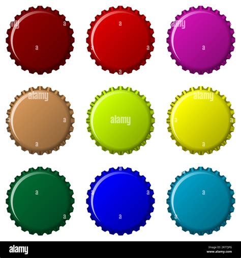 Bottle Caps In Colors Isolated On White Background Abstract Vector Art