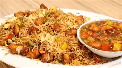 Chinese Recipe Chicken Manchurian With Fried Rice Restaurant Style