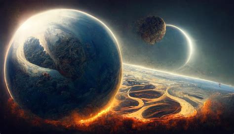 Premium Photo | Planet destruction painting illustration art background ...