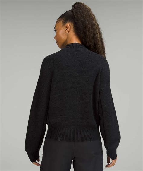 Lululemon Reversible Double Knit Zip Up Sweater Graphite Grey Black