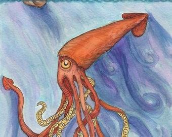 Giant Squid Painting Etsy