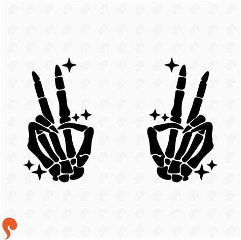 Skeleton Peace Sign Png, Skeleton Peace Hand T-shirt Design PNG, Trendy ...