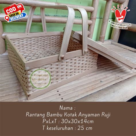 Jual Rantang Bambu Kotak Anyaman Ruji Keranjang Anyaman Bambu Hampers