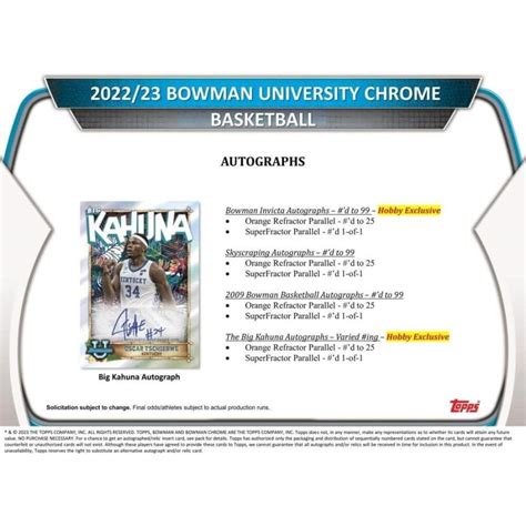 2022 23 Bowman University Chrome Basketball Card Hobby Box ボウマン ユニバーシティ