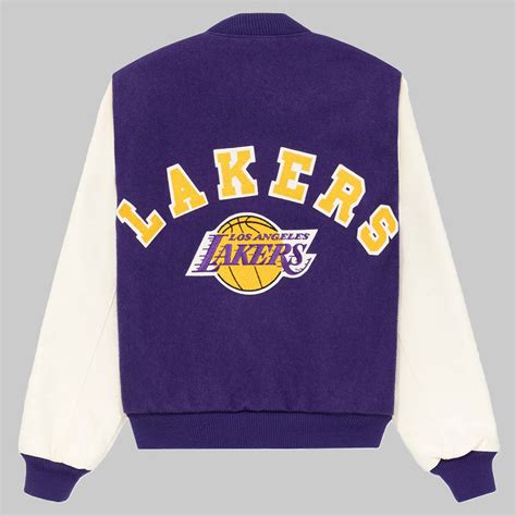 Vintage Purple White LA Lakers Varsity Jacket Jacket Makers