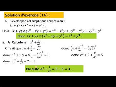 Calcul Num Rique Identit S Remarquables Puissances Exercice