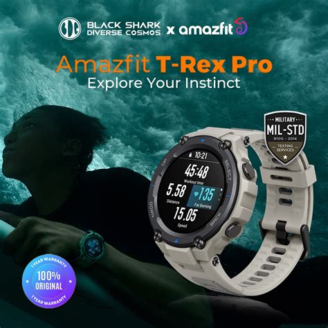 Jual Amazfit T Rex Pro Smartwatch Rugged Outdoor Watch With 15 Military