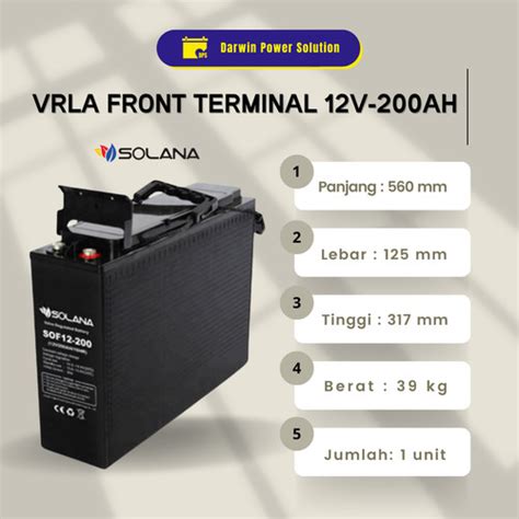 Jual SOLANA BATTERY BATERAI AKI KERING 200AH 12V FRONT TERMINAL