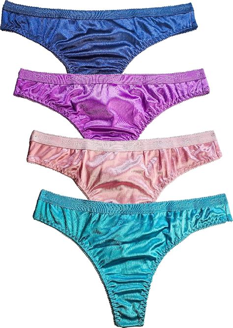 B2body Womens Silky Sexy Satin Thong Panties Small Plus