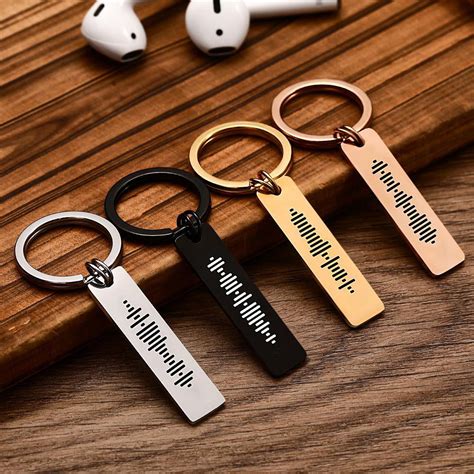 Scannable Song Code Keychain Engraved Song Key Ring Myspotifytsus