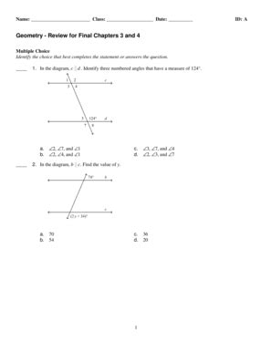 Fillable Online ExamView Geometry Review For Test Chapters 3 And