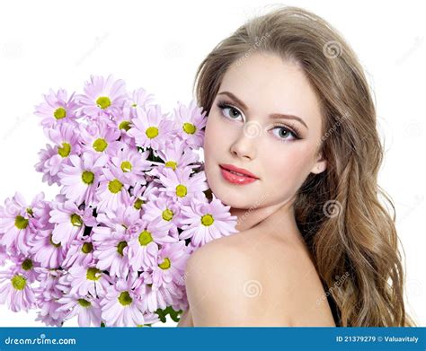 Fille De Ladolescence Sexy Avec Des Fleurs Image Stock Image Du