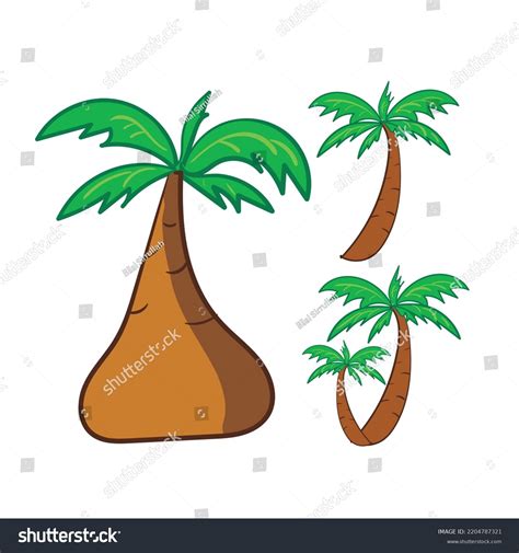 Beach Icon Set Illustration Coconut Tree Stock Vector Royalty Free