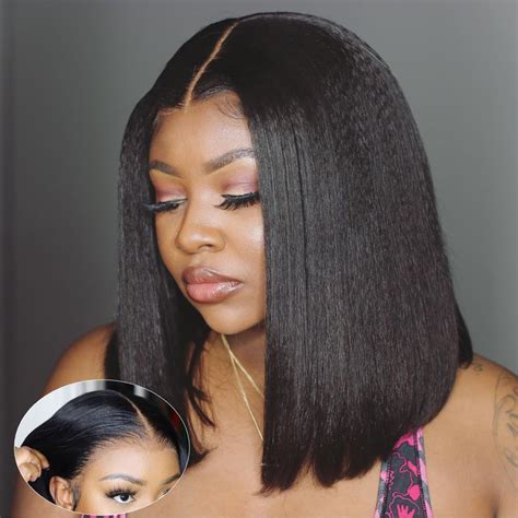 Amazon Unice Bye Bye Knots Wig Yaki Kinky Straight Bob Wigs Human