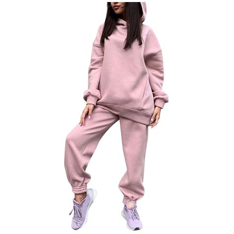 Willbest Warm Sweaters For Women Womens Casual Sports Suit Solid Color Long Sleeved Hoodie