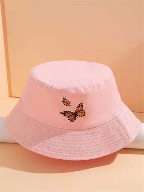 Butterfly Pattern Bucket Hat In 2021 Bucket Hat Fashion Trendy Hat