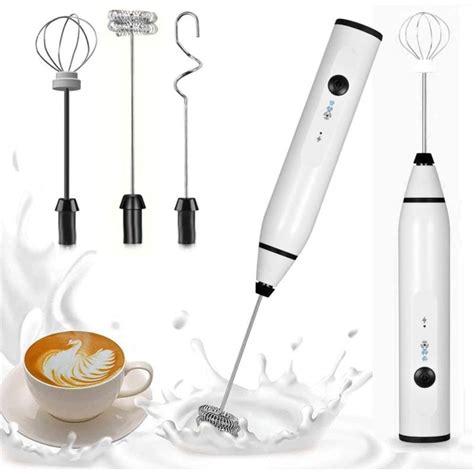 Rechargeable Milk Frother Handheld With Heads Coffee Electric Whisk