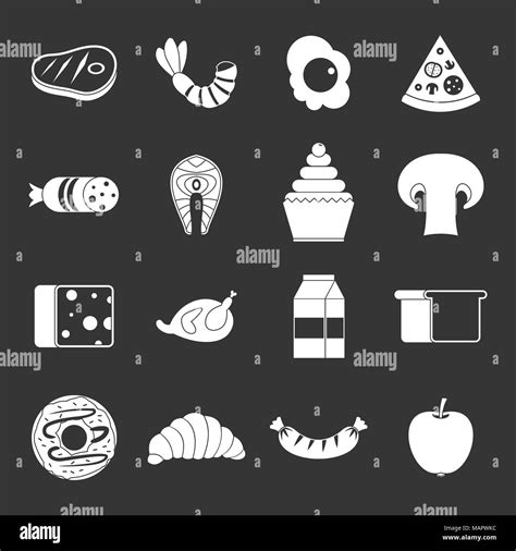 Food Icons Set Grey Vector Stock Vector Image And Art Alamy