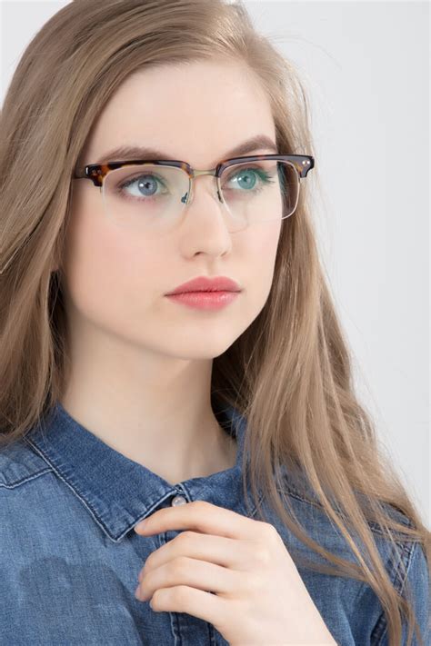 Kurma Browline Tortoise Semi Rimless Eyeglasses Eyebuydirect Canada