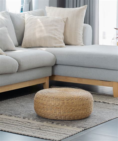 Handwoven Water Hyacinth Ottoman Pouf Medium