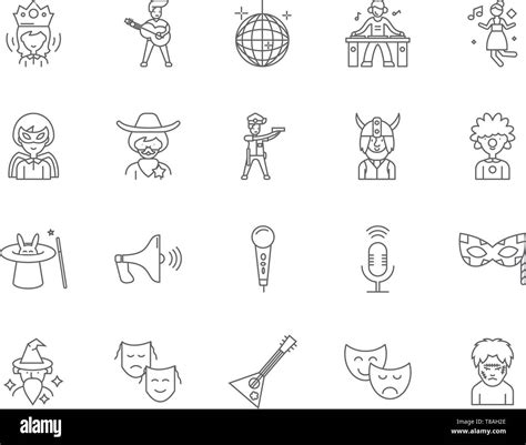 Entertainer Iconos De Línea Signos Vector Ilustración Esquema