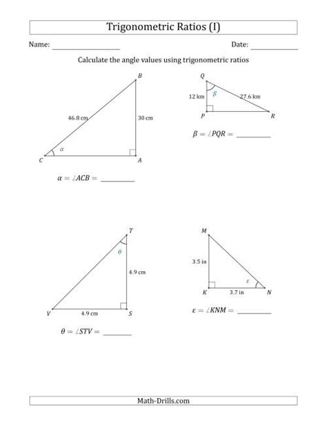 Calculating Angle Values Using Trigonometric Ratios I