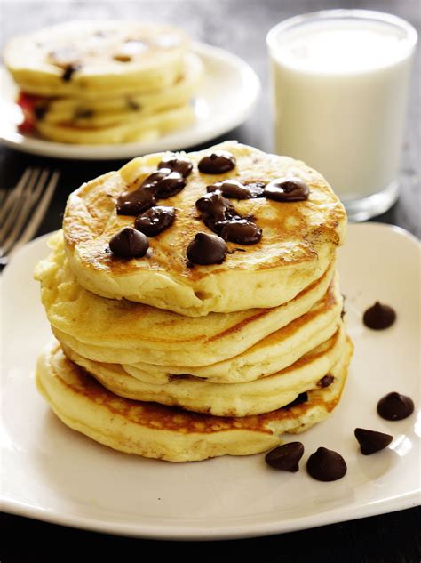 Fluffy Buttermilk Chocolate Chips Pancakes The Skinny Pot