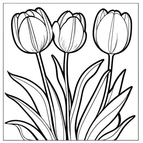 Folha De Colorir Digital De Contorno De Flor De Tulipa Para Crian As E