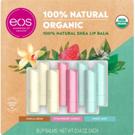 Eos 100 Natural And Organic Lip Balm Stick 0 14 Ounce 8 Count