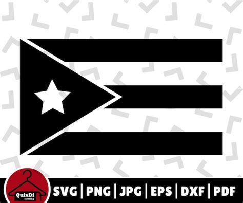 Puerto Rico Country Flag Svg Silueta En Blanco Y Negro Etsy España