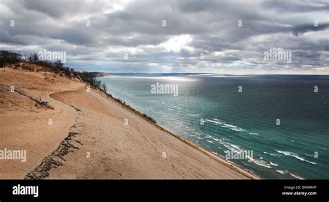 The Lake Michigan Overlook At Sleeping Bear Sand Dunes Michigan Usa