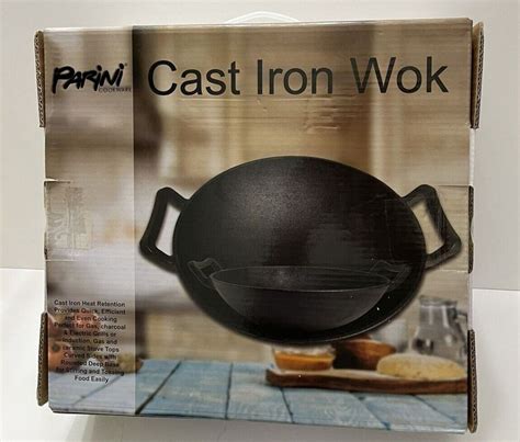 Parini Cookware Cast Iron Wok Pre Seasoned Inches Handles