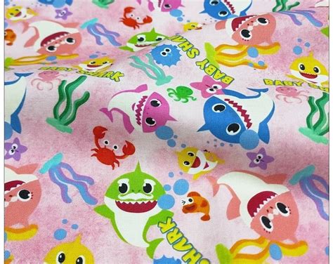 Baby Shark Fabric White Baby Shark Quilting Cotton Baby - Etsy