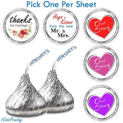 💖 Wedding Party Favors Hershey Kiss Candy Labels Stickers Venue