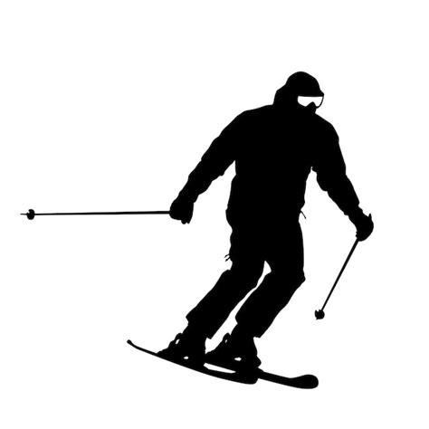 Premium Vector Mountain Skier Speeding Down Slope Vector Sport Silhouette