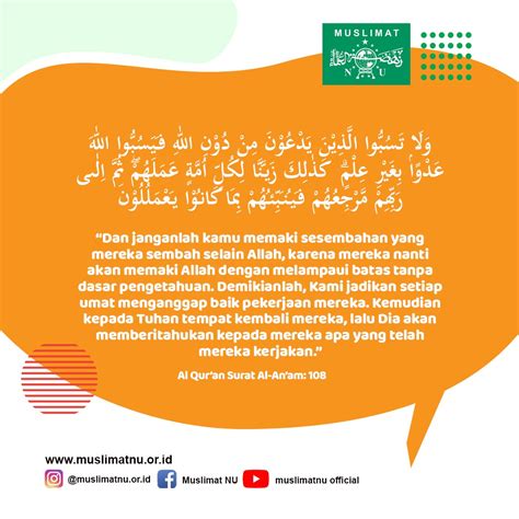 Larangan Mencaci Maki Agama Lain Muslimat Nu